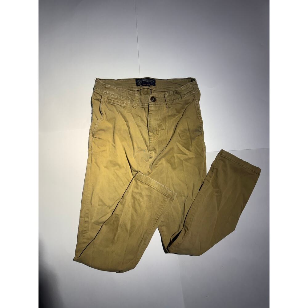 American Eagle Active Flex Mens 29x32 Khaki Tan Chino Pants Stretch Casual